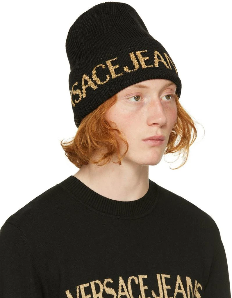 Versace Black & Gold Logo Beanie 2