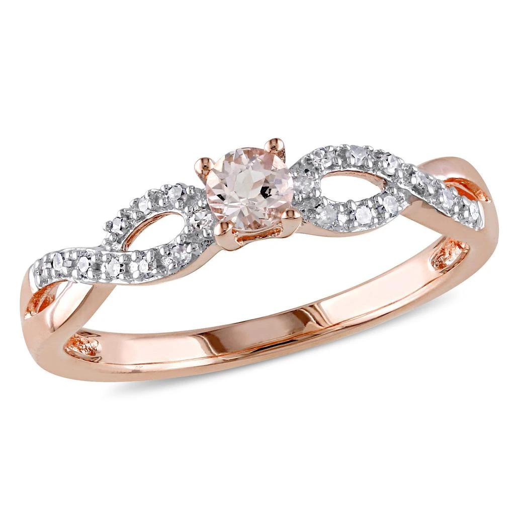 Mimi & Max 1/10ct TDW Diamond and Morganite Infinity Ring in Rose Silver 1