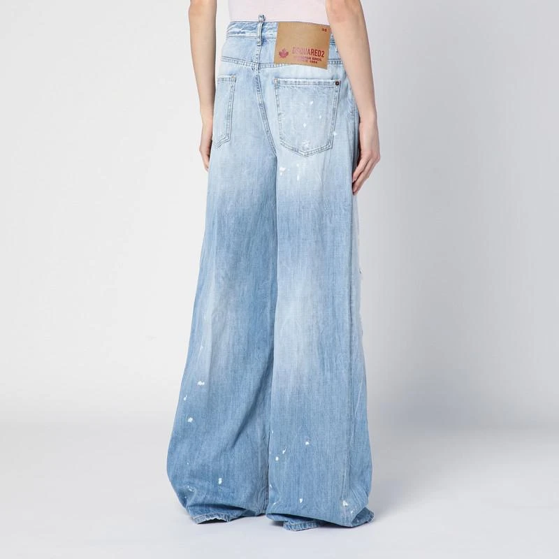 Dsquared2 Light blue palazzo jeans with tears 4