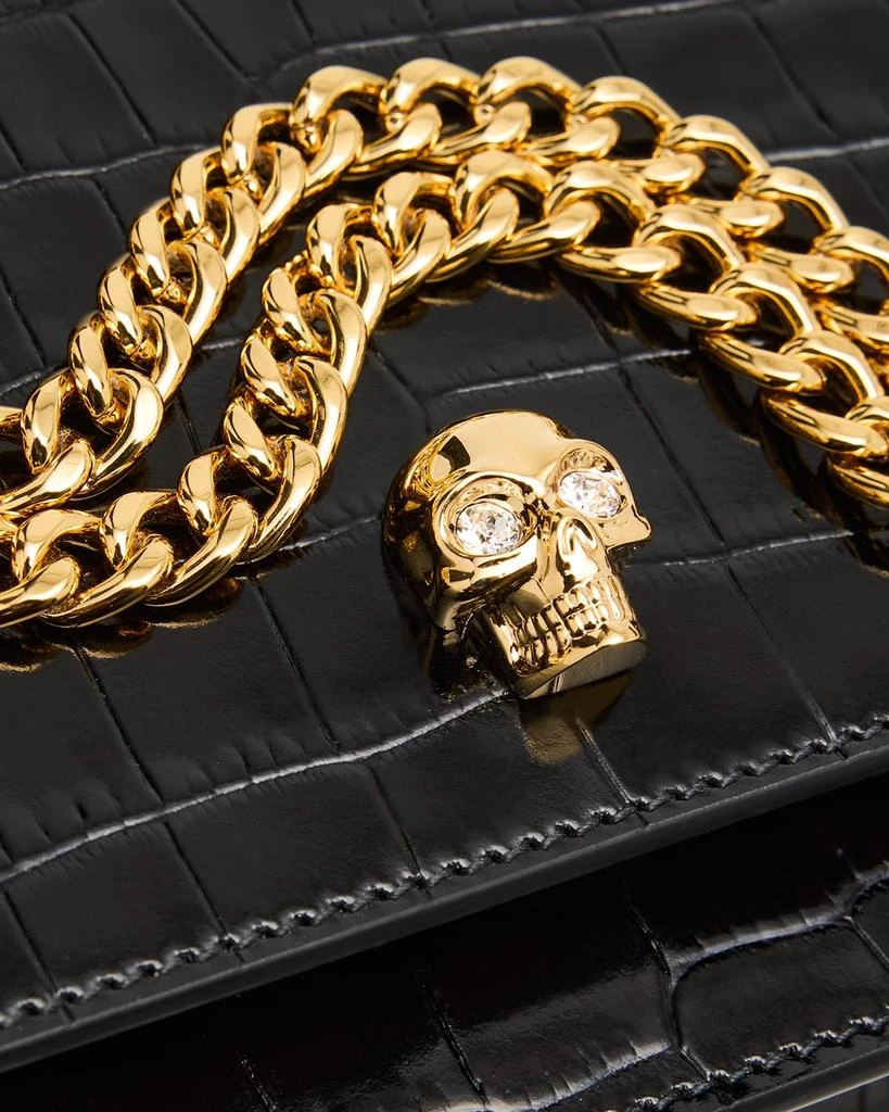 McQueen Small Skull Croc-Embossed Leather Clutch Bag 5