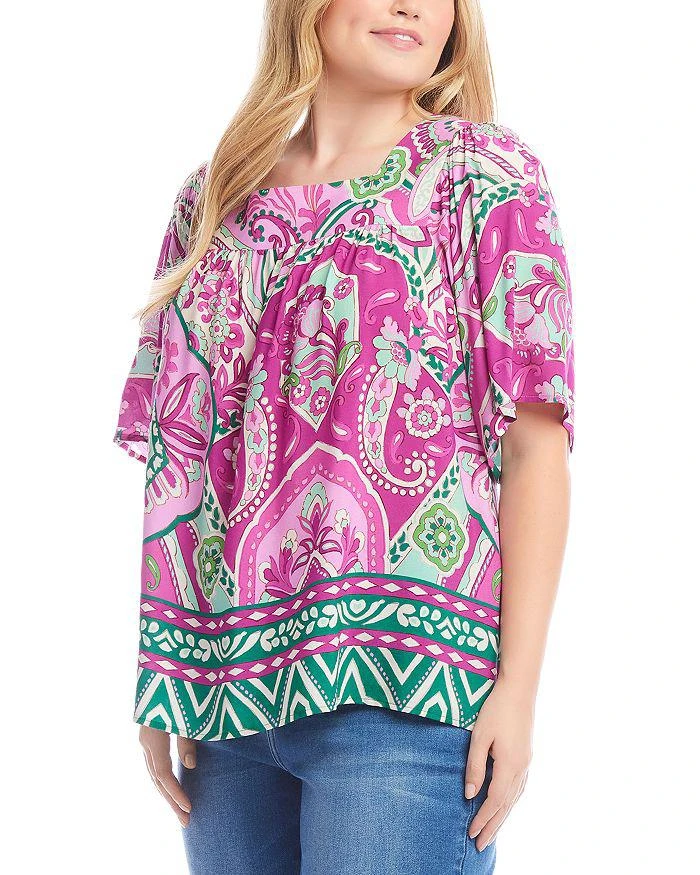 Karen Kane Plus Size Flare Sleeve Square Neck Top 3
