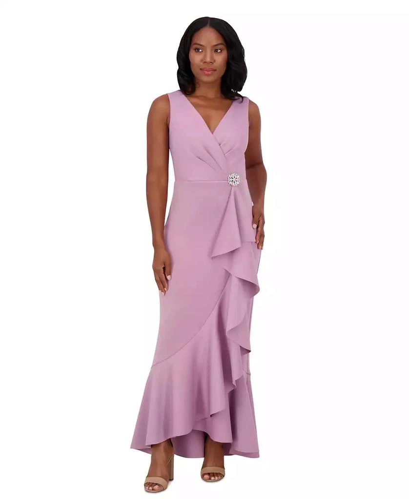 Jessica Howard Women's Cascade-Ruffle Surplice-Neck Gown 1