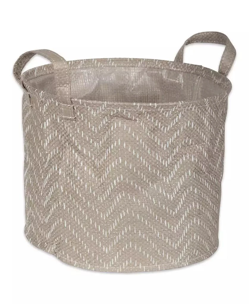 Design Imports Polyethylene Coated Woven Paper Laundry Bin Tribal Chevron Stone Round Small Set of 2 3