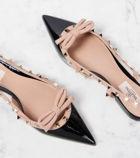 Valentino Rockstud Bow patent leather slingback flats 5