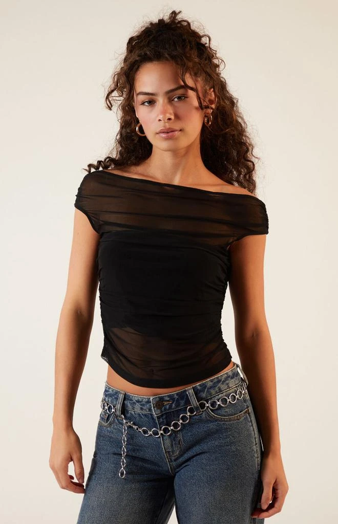 KENDALL & KYLIE Mesh Off-The-Shoulder Top 1