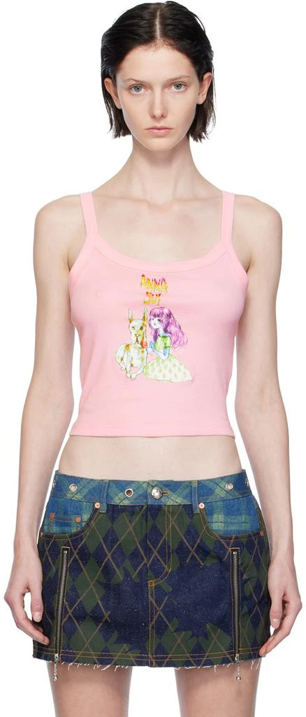 Anna Sui Pink Graphic Tank Top 1