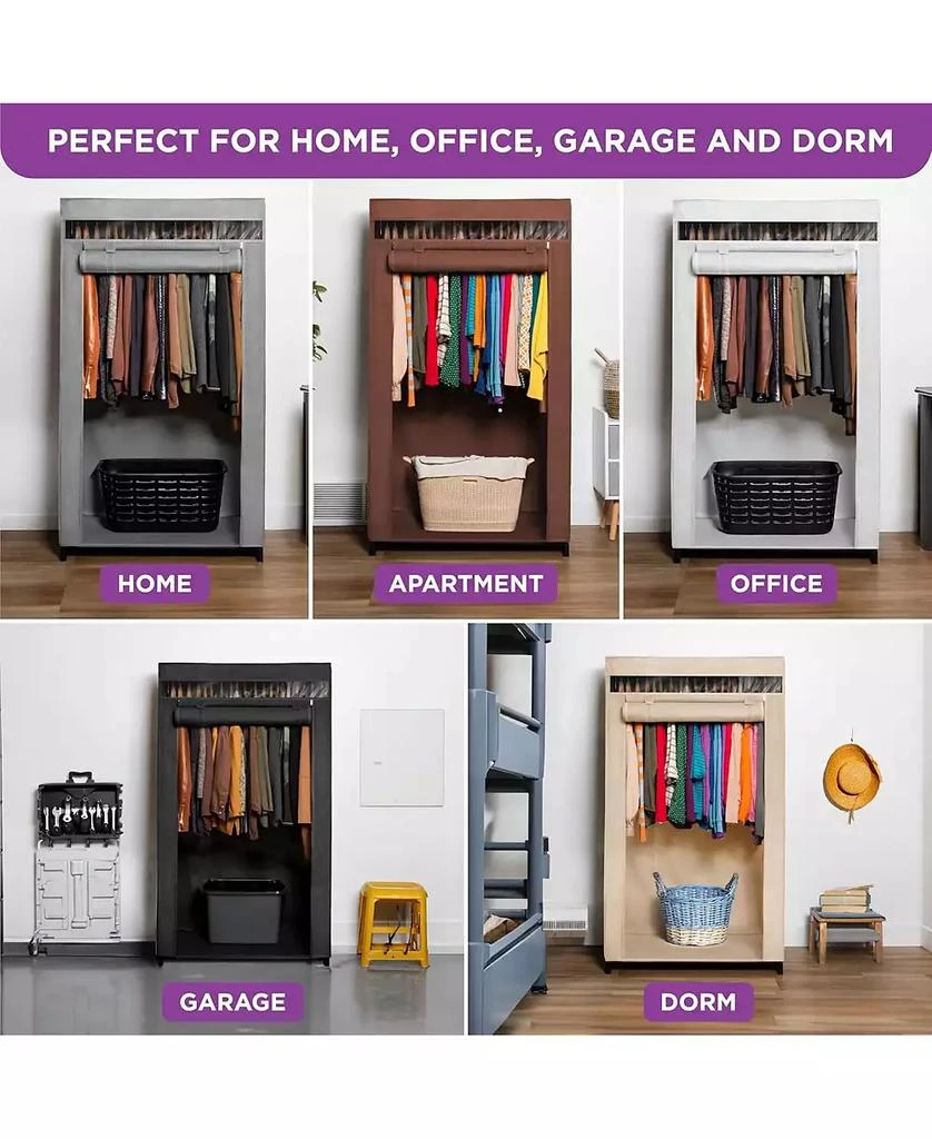 Florida Brands Portable Wardrobe Closet - Premium Metal Hanging Rod with Beige Cover- 65 Lb. Weight Capacity- Super Easy Assembly, No Tools Required 8