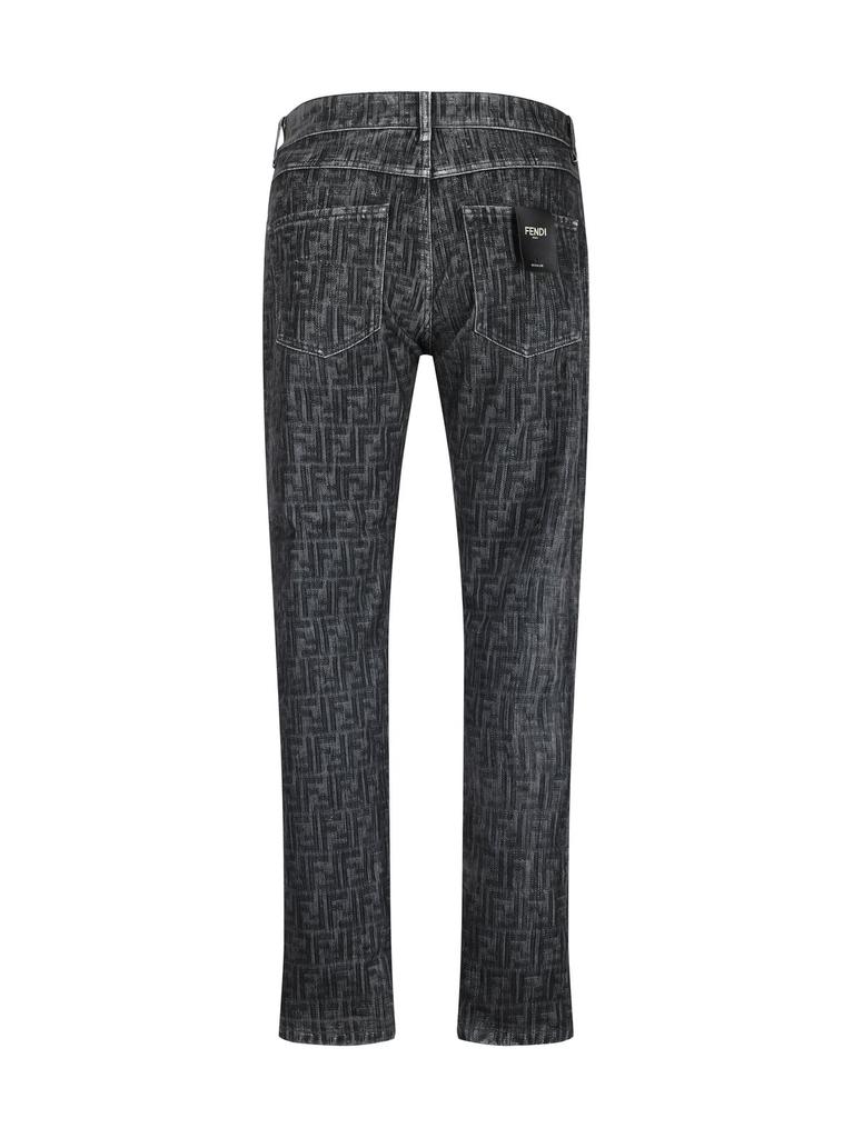 Shop Fendi FF Jacquard Straight-Leg Jeans on Sale at BeyondStyle