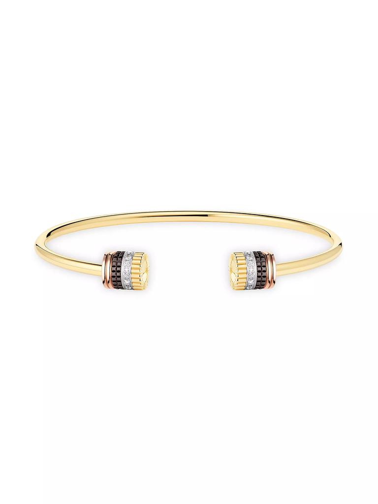 Boucheron Quatre Classique Tri-Tone 18K Gold, 0.23 TCW Diamond & PVD Cuff