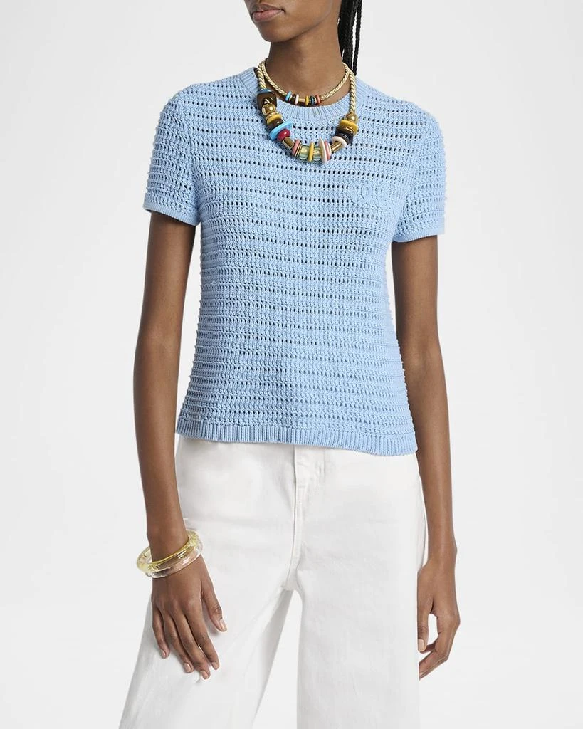 Chloé Open-Knit Logo Embroidered Top 4