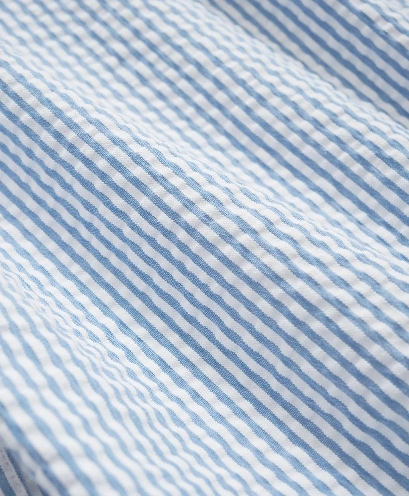 Brooks Brothers Washed Cotton Seersucker Button-Down Collar, Stripe Short-Sleeve Sport Shirt 4