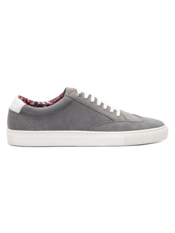 Paisley and Gray Wingtip Suede Oxford Sneakers 1