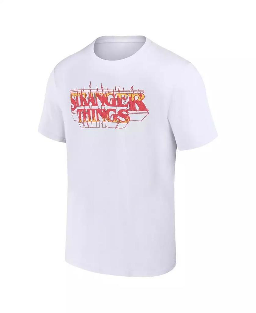 Mad Engine Men's and Women's White Stranger Things Fire Logo T-shirt