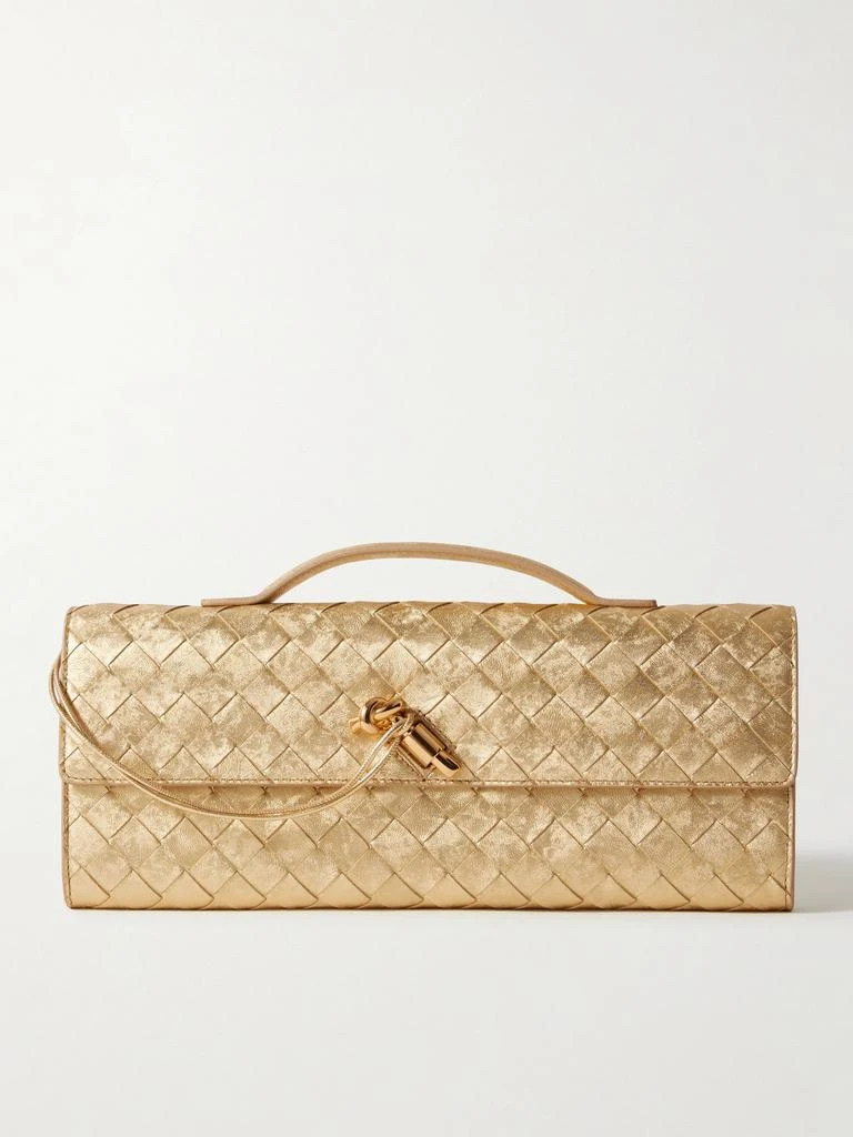 Bottega Veneta Long Andiamo Intrecciato Metallic Leather Clutch