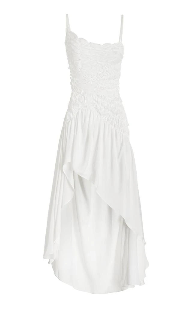 GEORGIA HARDINGE GEORGIA HARDINGE - Exclusive Celestial Shirred-Satin Midi Dress - Ivory - UK 4 - Moda Operandi 1