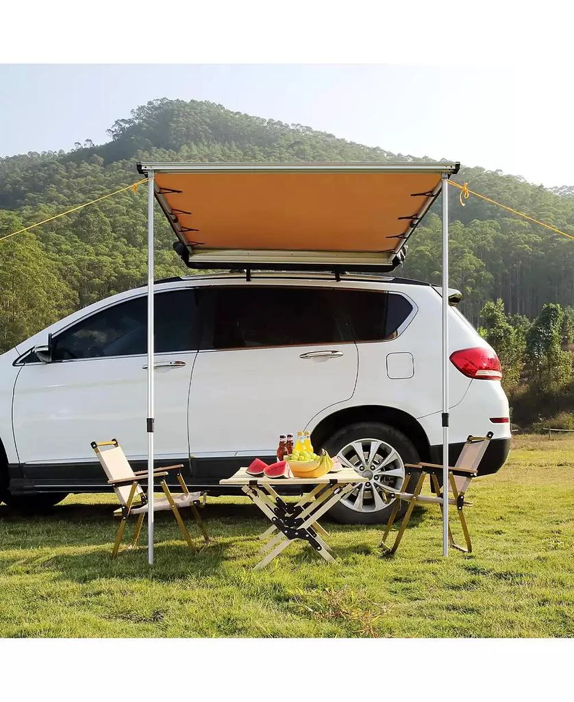 Mecale Car Side Awning, 6.6
 x 8.2
 Shade Coverage Vehicle Awning, PU3000mm UV50+ Retractable Awning with Storage Bag, Height Adjustable 3