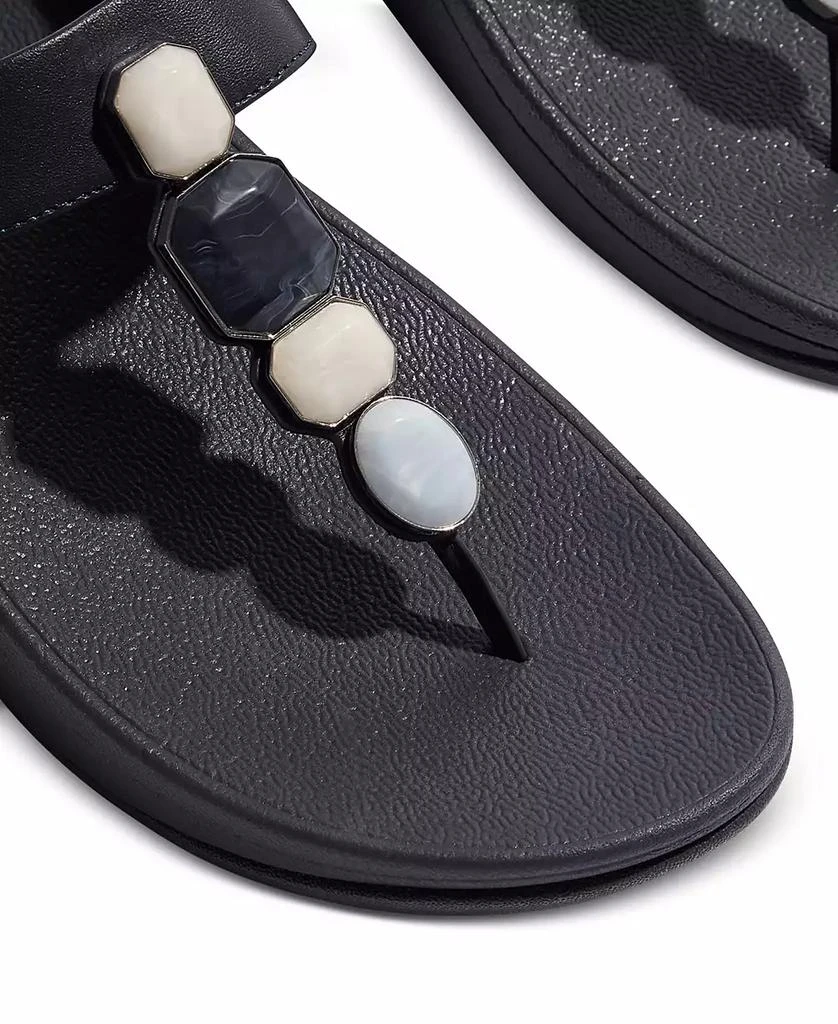 FitFlop Women's Fino Multi-Stone Leather Wedge Sandals 4