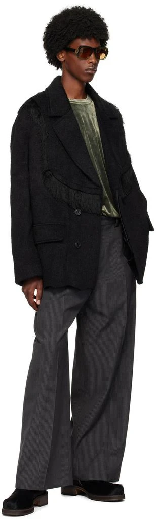 ANDERSSON BELL Black Zibeline Shaggy Wool Coat 4