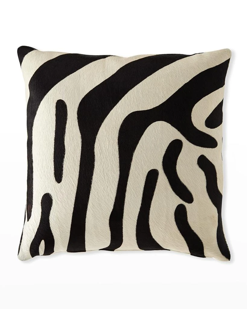 Massoud Hair Hide Zebra Pillow, 19"Sq. 3