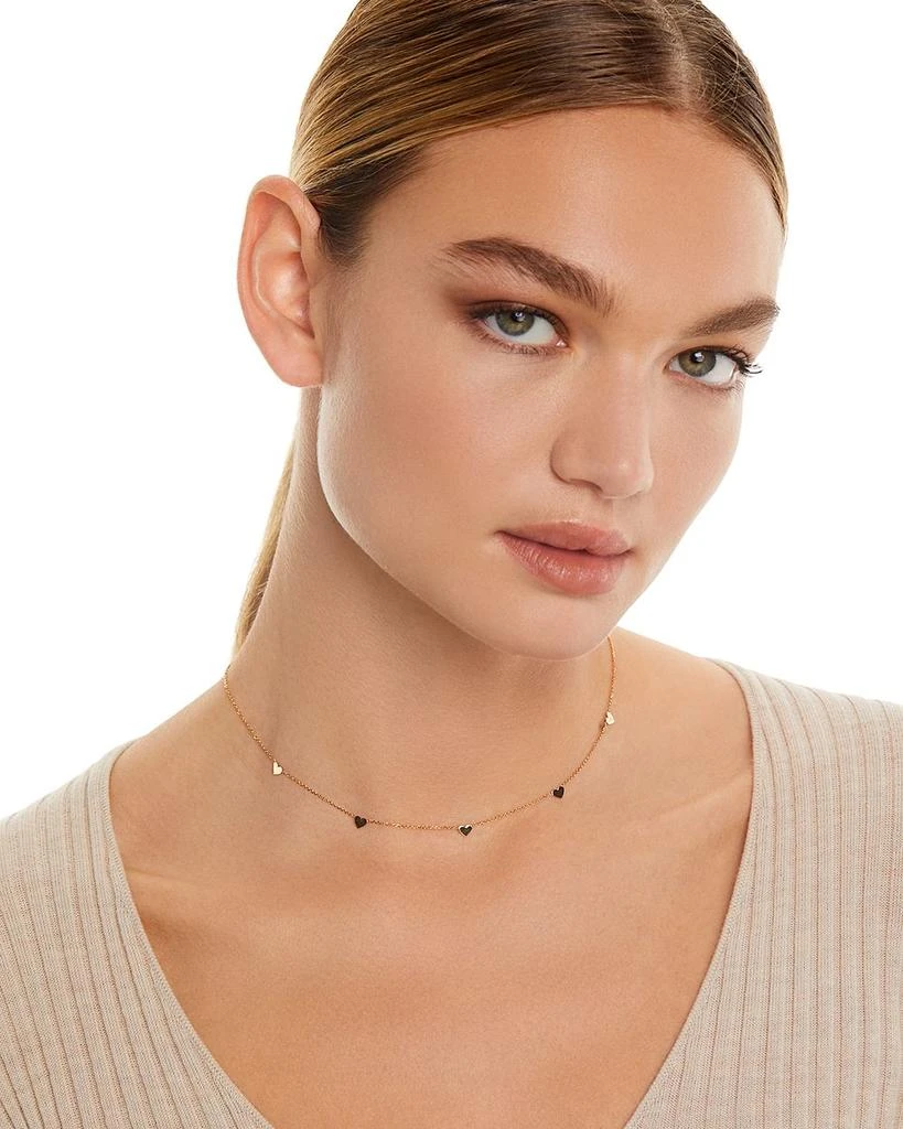 Moon & Meadow 14K Yellow Gold Heart Station Necklace, 18"-20" 2
