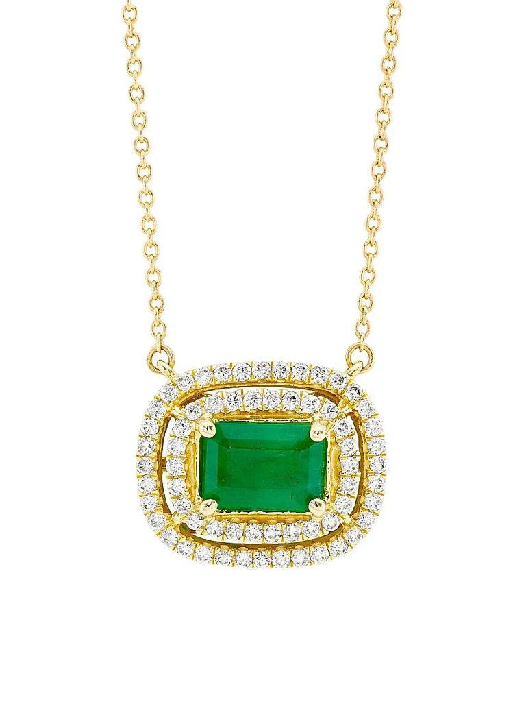 Saks Fifth Avenue Collection 14K Yellow Gold, Emerald & 0.33 TCW Diamond Necklace 1