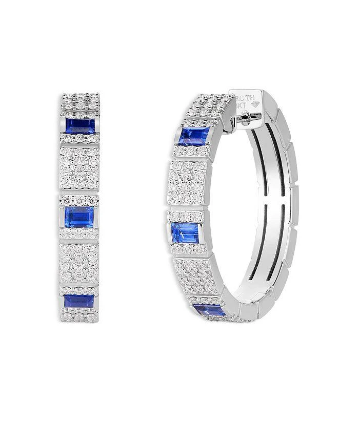 Roberto Coin 18K White Gold Obelisco Blue Sapphire 
Diamond Hoop Earrings