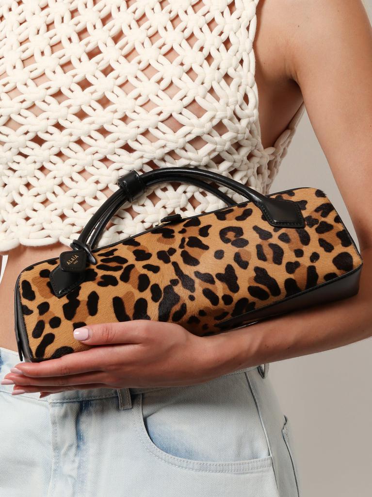 Alaia Teckel leopard haircalf Clutch