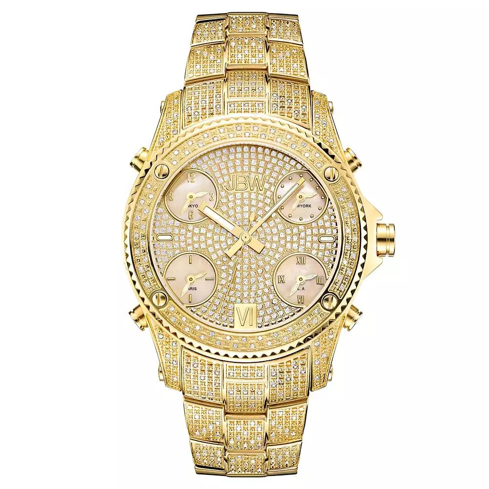 Jbw Men
s Jet Setter Diamond (2 ct.t.w.) 18k Gold Plated Stainless Steel Watch 1