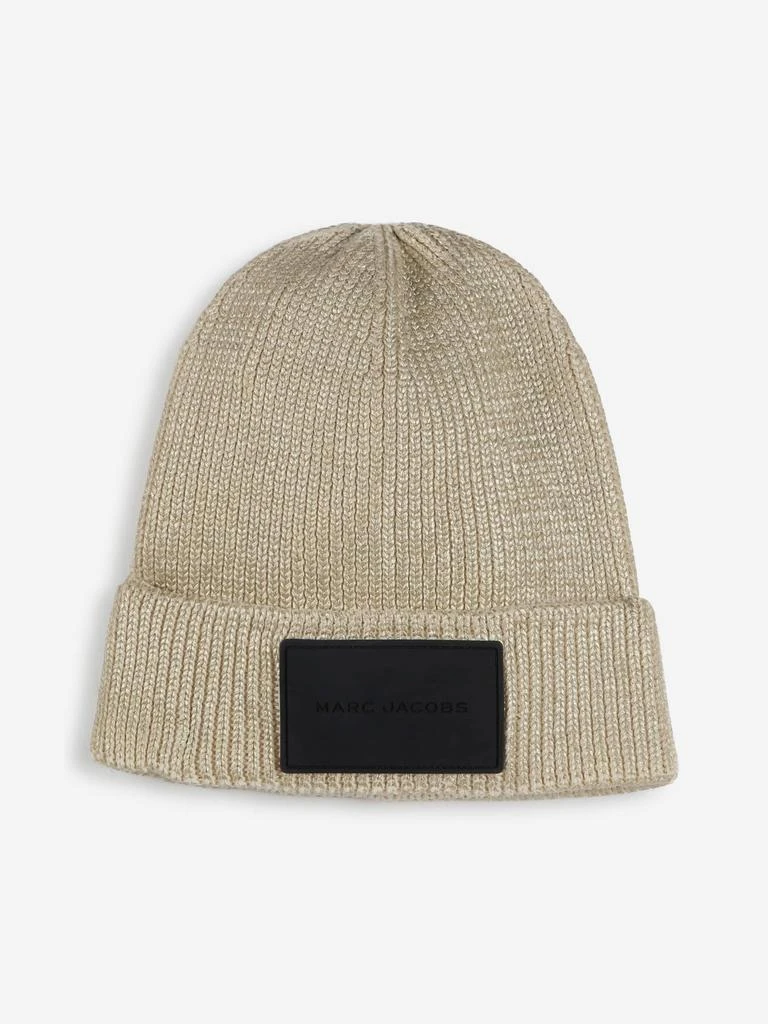Marc Jacobs MARC JACOBS Girls Knitted Logo Beanie Hat in Gold 2