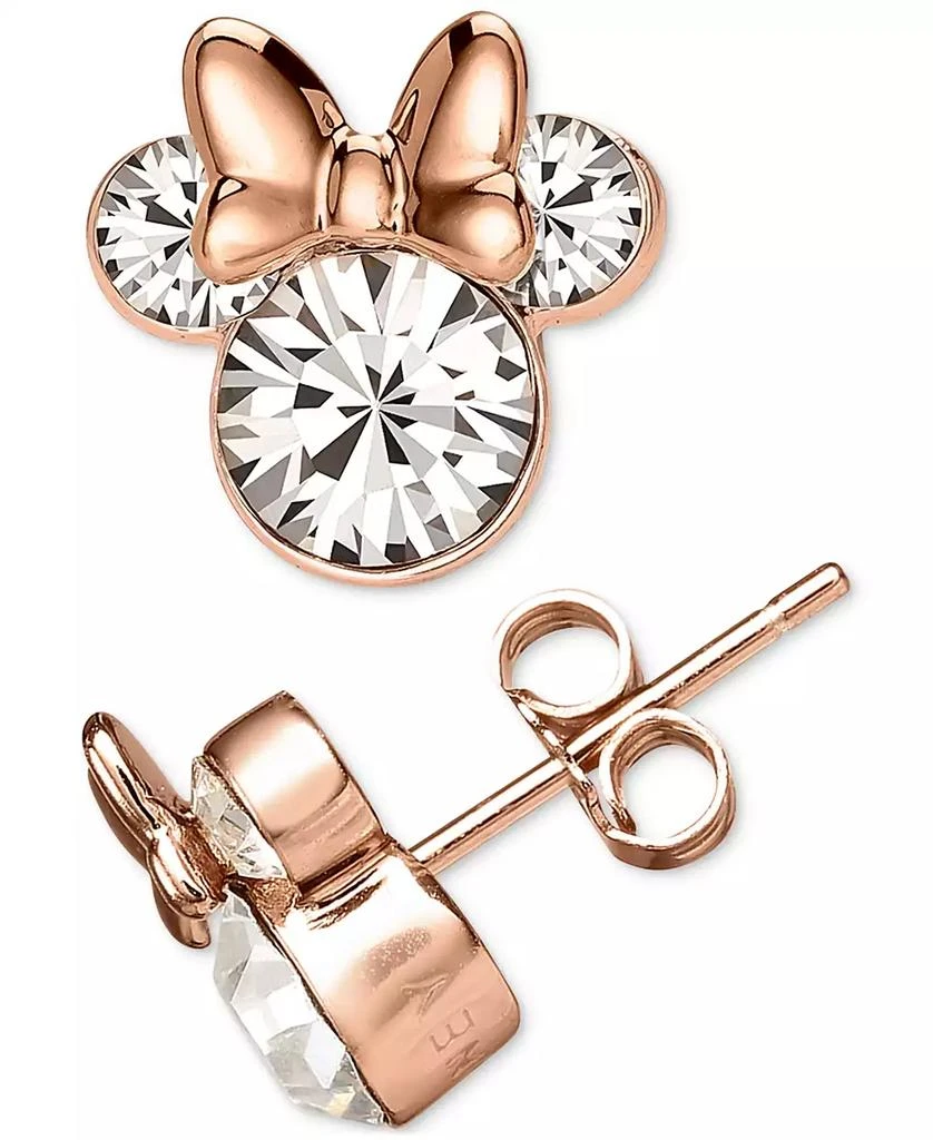 Disney Cubic Zirconia Minnie Mouse Stud Earrings in 18k Rose Gold-Plated Sterling Silver 1