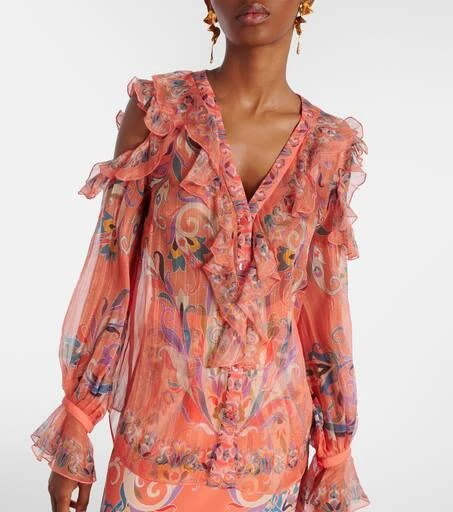 ETRO Printed ruffled silk blouse 7