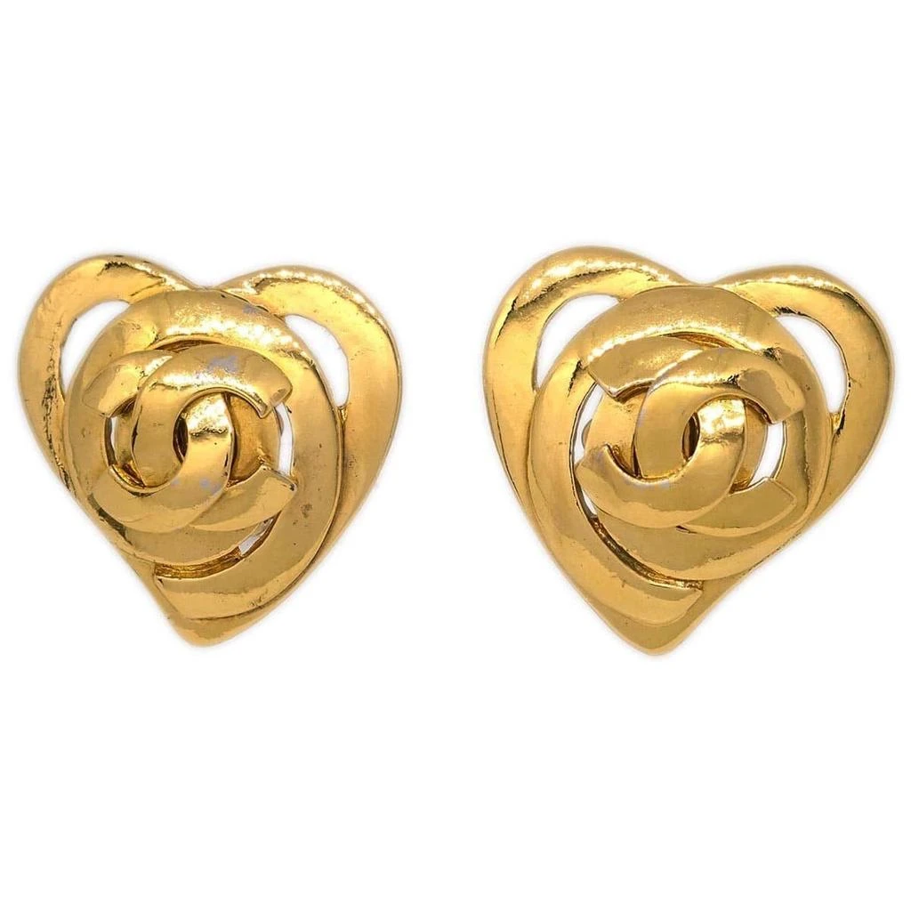 Chanel Cc Heart Pendant Metal _Plated Earrings Jewelry (Pre-Owned)
