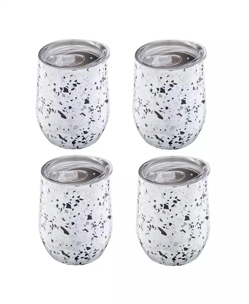 Cambridge Silversmiths 12 Oz White Terzo Stainless Steel Wine Tumblers, Set of 4 5