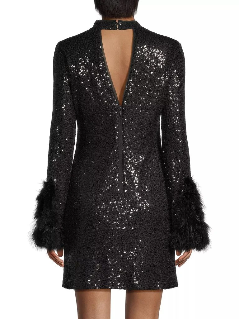 Laundry by Shelli Segal Sequined Feather-Cuff Minidress 5