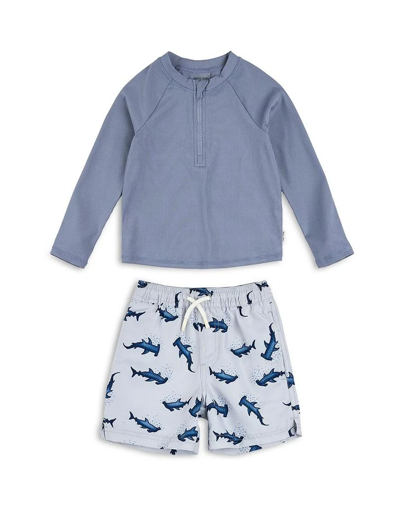 Petit Lem Boys' Long Sleeved Rash Guard & Shorts Two Piece Swimsuit - Baby 1