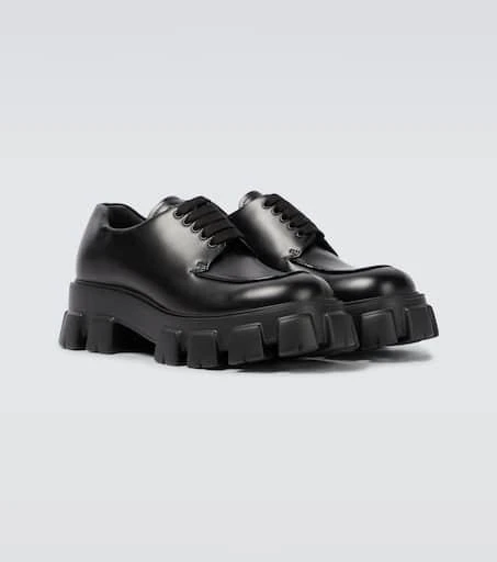 Prada Monolith brushed leather derby shoes 5