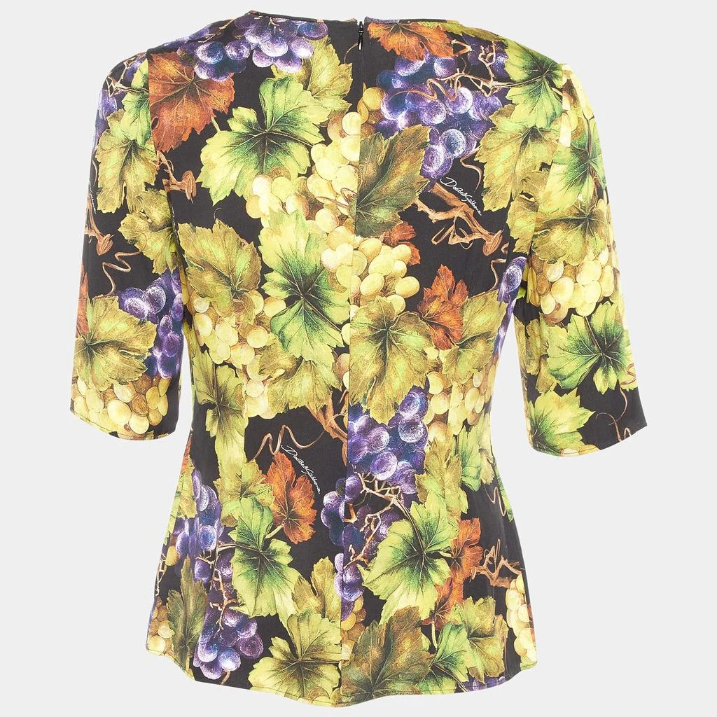 Dolce & Gabbana Dolce & Gabbana Black Floral Print Silk Top L 2