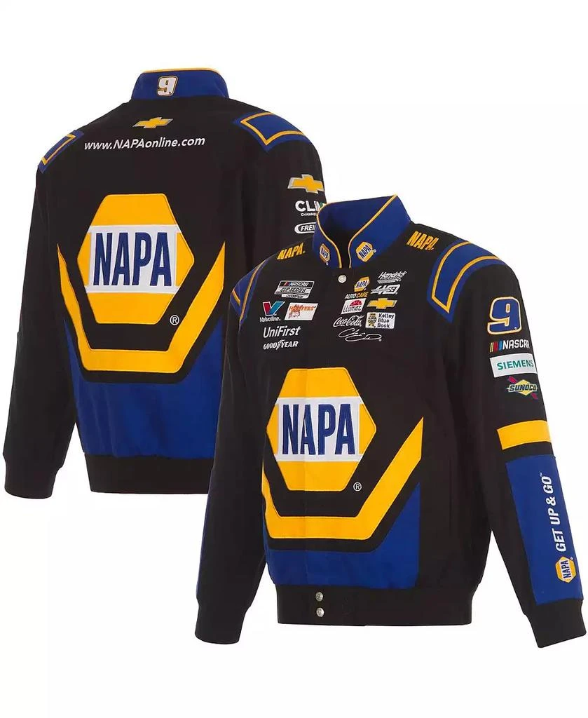 JH Design Men's Black Chase Elliott NAPA Twill Driver Uniform Full-Snap Jacket 1