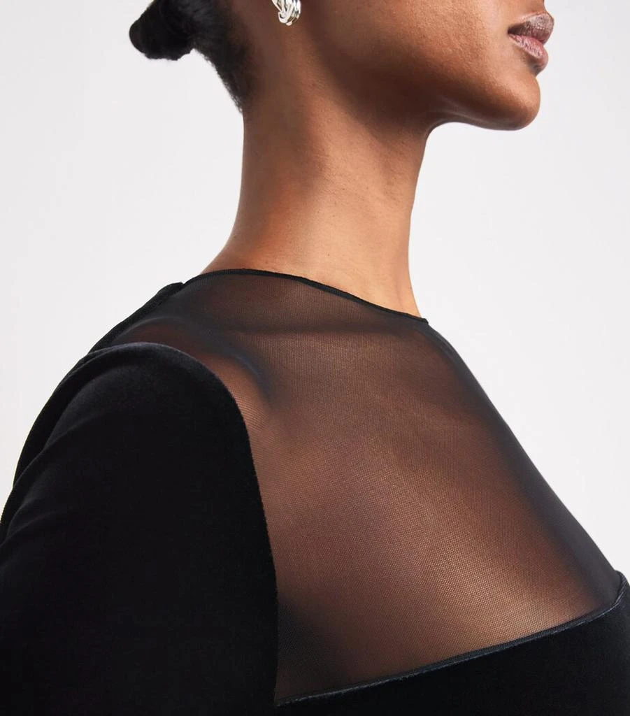 Alex Perry Velvet Mesh-Detail Midi Dress 4