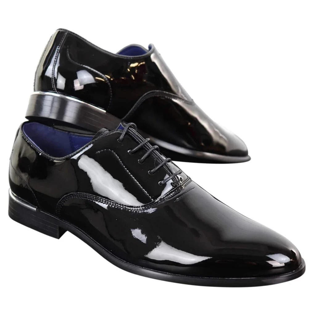 TruClothing Laced Patent Faux Leather Smart Shoes 3