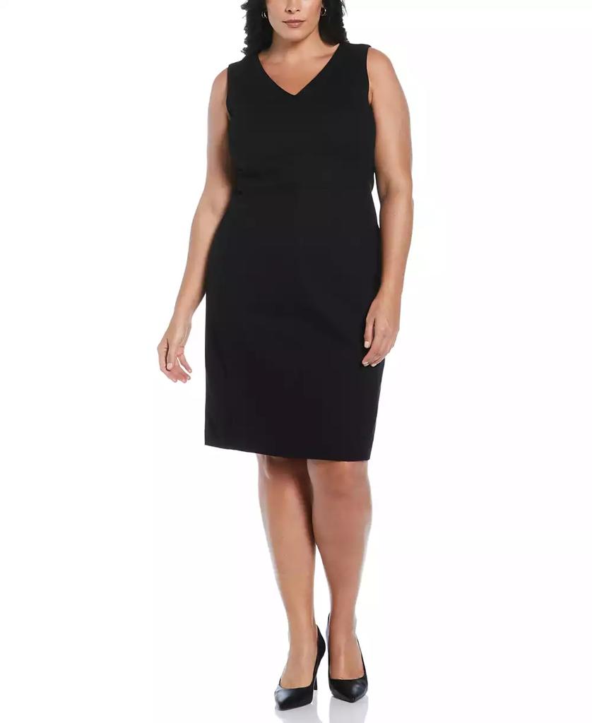 Rafaella Plus Size Gabardine V-Neck Sleeveless Sheath Dress