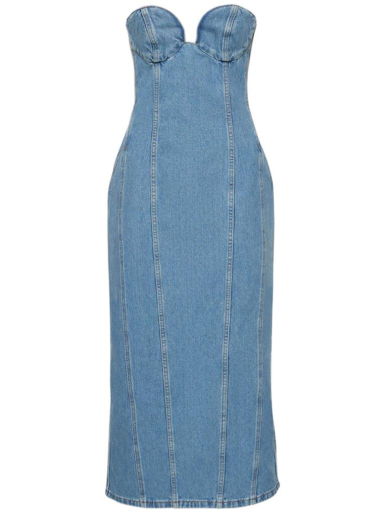 MAGDA BUTRYM Cotton Denim Bustier Midi Dress