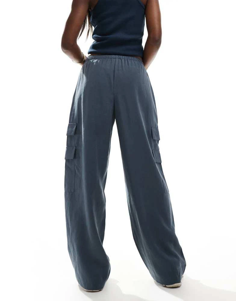 Abercrombie & Fitch Abercrombie & Fitch tie waist cargo trousers in grey 3