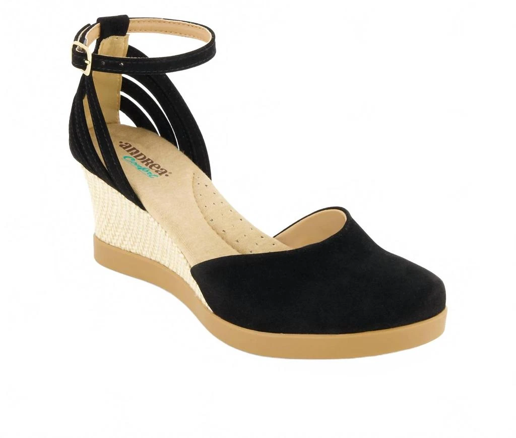 Andrea Women's Wedge Ankle Strap Espadrilles In Black 1