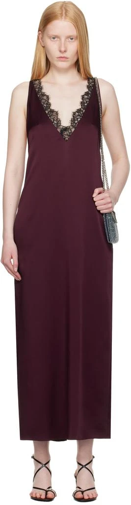 Stella McCartney Burgundy Satin Slip Maxi Dress 1