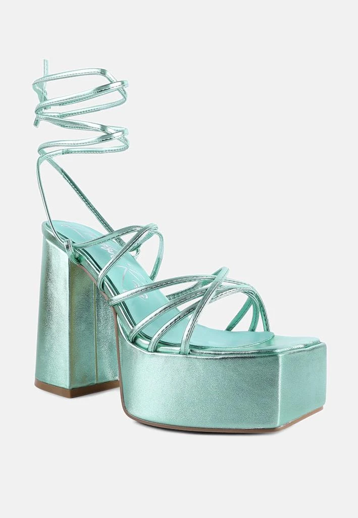 London Rag anvil metallic block heeled lace up sandals 6