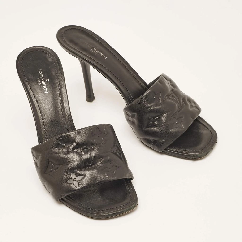 Louis Vuitton Louis Vuitton Black Leather Revival Slide Sandals Size 38 4