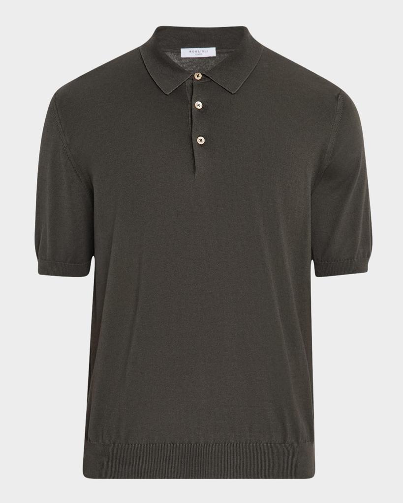 BOGLIOLI Men's Garment-Washed Cotton Polo Shirt