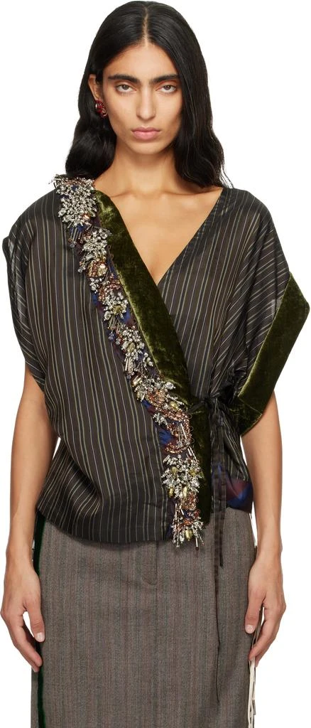 Dries Van Noten Brown Embellished Blouse 1