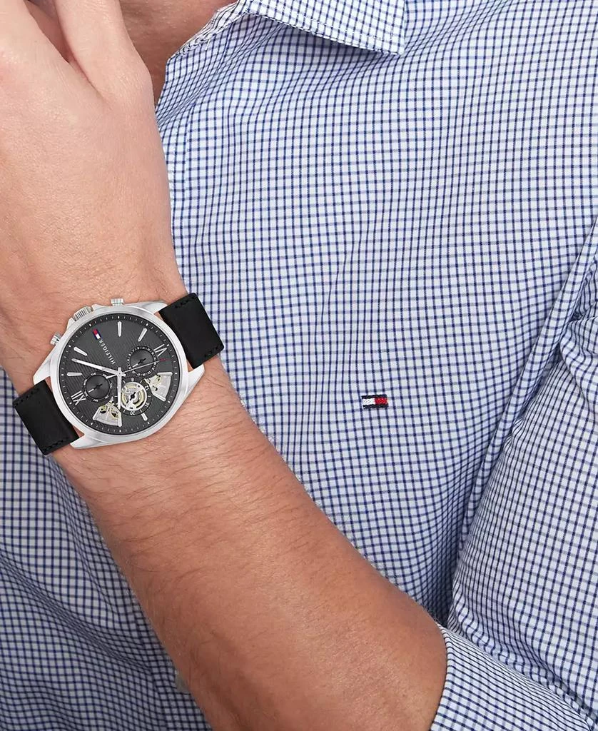 Tommy Hilfiger Men's Black Leather Watch 43.5mm 4